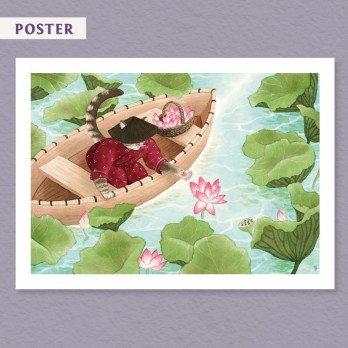 Cueillette des lotus - Poster